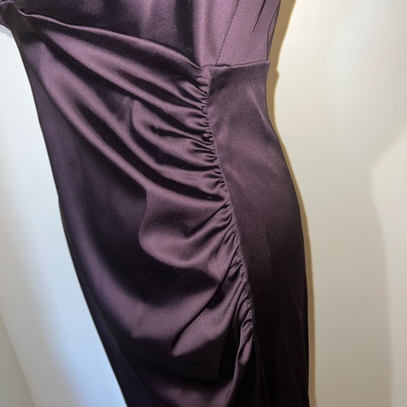 Ralph Lauren Deep Purple Satin Cocktail Dress/Ruched Waist/Size 6 - Picture 5 of 14